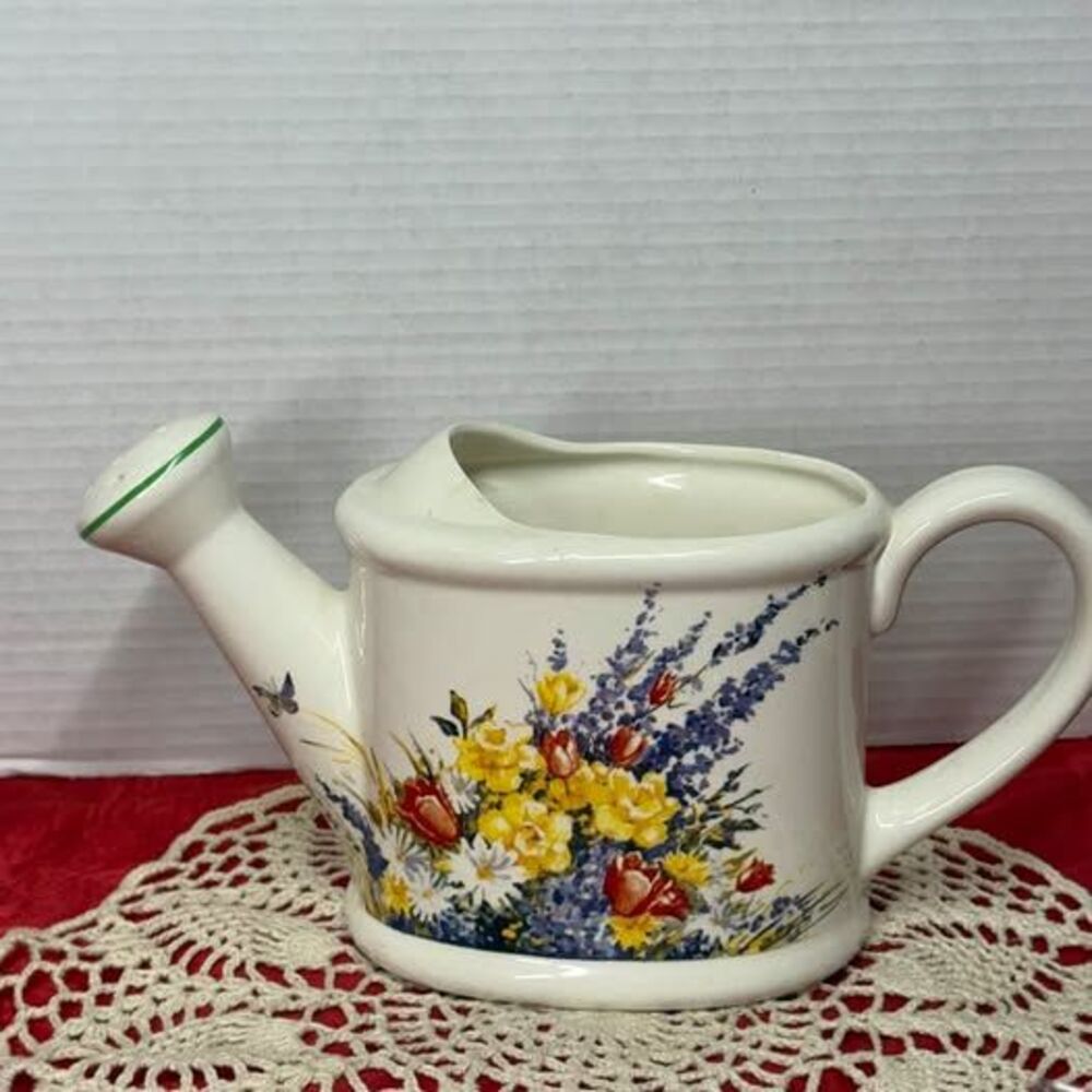 Ceramic Floral Watering Can 5" Pitcher